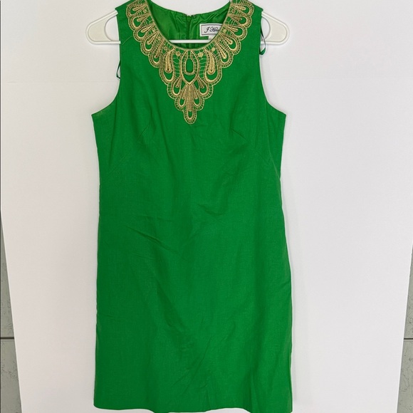 J Howard Dresses & Skirts - Sleeveless Emerald Midi Dress with Gold Embellished Neckline by J. Howard